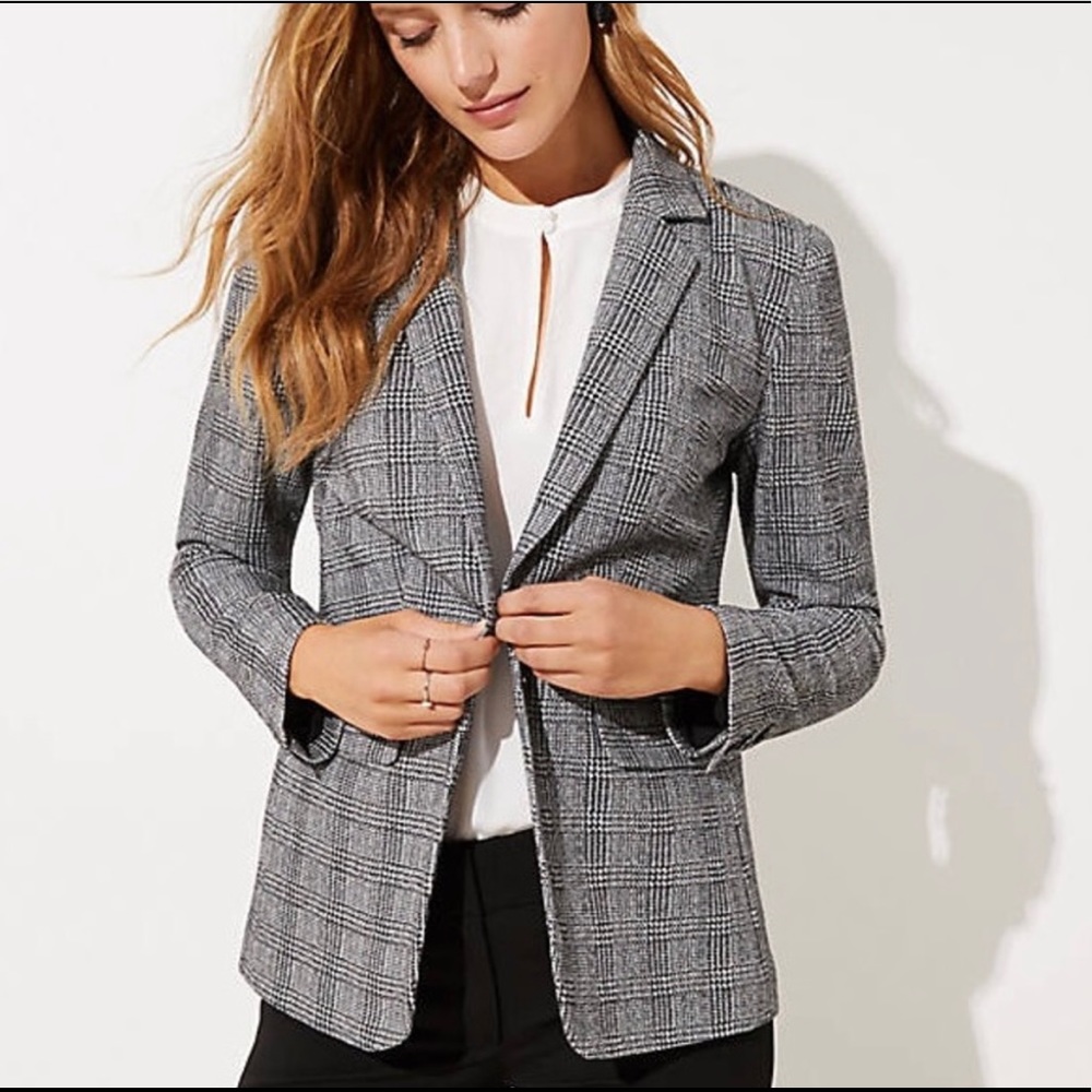 LOFT Plaid Knit Blazer